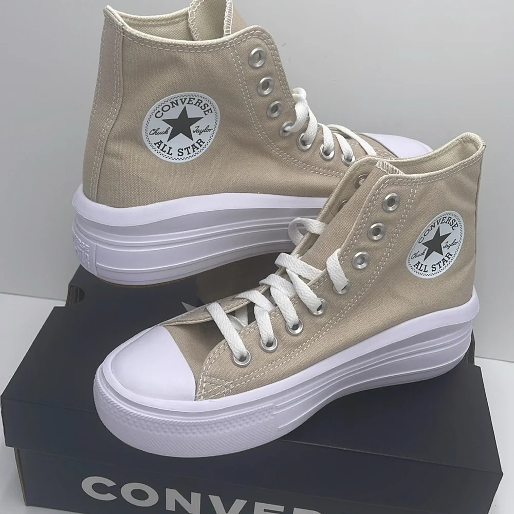 Converse WMNS A04365C CTAS MOVE HI BEACH STONE/WHITE/BEACH STONE Platforms - Picture 10 of 16